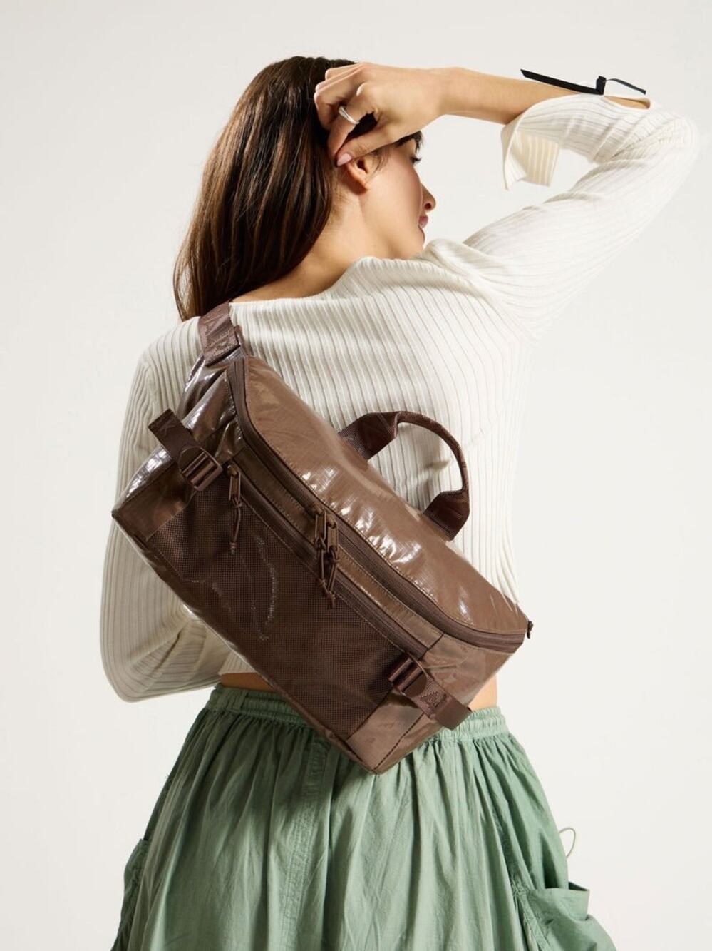 CALPAK Terra Sling Bag — Cacao (15" x 6" x 4") NWT